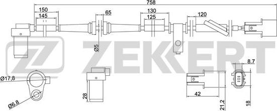 Zekkert SE-6086 - Датчик ABS, частота вращения колеса autosila-amz.com