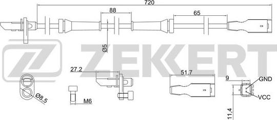 Zekkert SE-6039 - Датчик ABS, частота вращения колеса autosila-amz.com