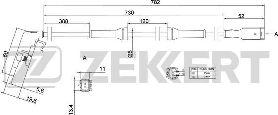 Zekkert SE-6036 - Датчик ABS, частота вращения колеса autosila-amz.com