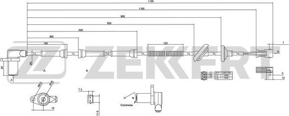 Zekkert SE-6032 - Датчик ABS, частота вращения колеса autosila-amz.com