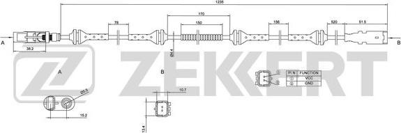 Zekkert SE-6037 - Датчик ABS, частота вращения колеса autosila-amz.com
