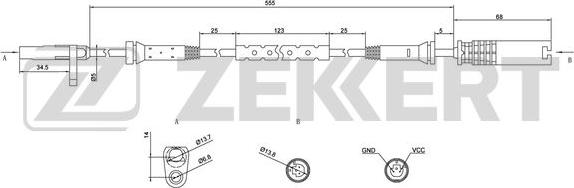 Zekkert SE-6071 - Датчик ABS, частота вращения колеса autosila-amz.com