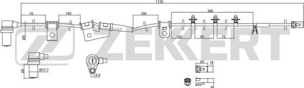 Zekkert SE-6078 - Датчик ABS, частота вращения колеса autosila-amz.com