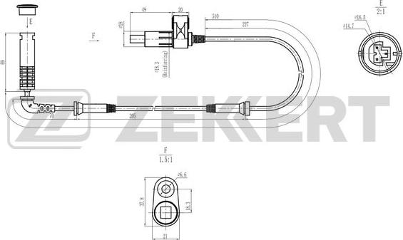 Zekkert SE-6199 - Датчик ABS, частота вращения колеса autosila-amz.com