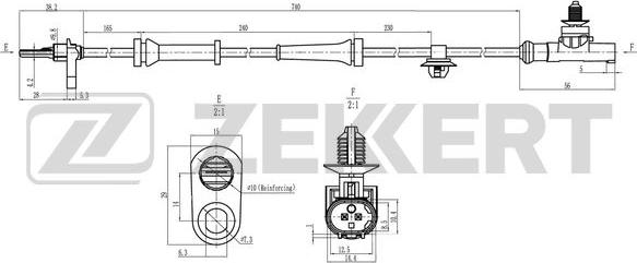 Zekkert SE-6198 - Датчик ABS, частота вращения колеса autosila-amz.com