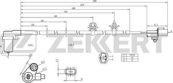 Zekkert SE-6156 - Датчик ABS, частота вращения колеса autosila-amz.com
