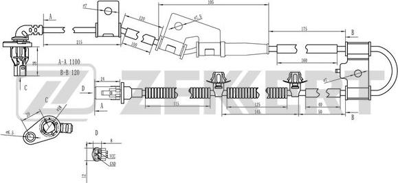 Zekkert SE-6103 - Датчик ABS, частота вращения колеса autosila-amz.com