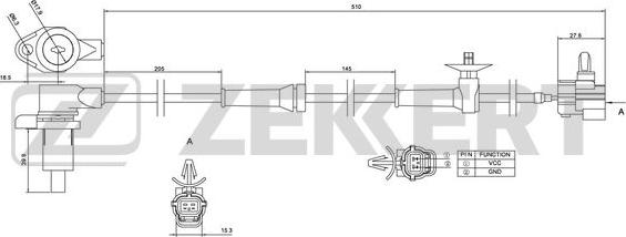 Zekkert SE-6119 - Датчик ABS, частота вращения колеса autosila-amz.com