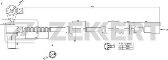 Zekkert SE-6115 - Датчик ABS передн. лев. Chevrolet Lacetti (J200) 05-, Daewoo Nubira (J200) 03- autosila-amz.com