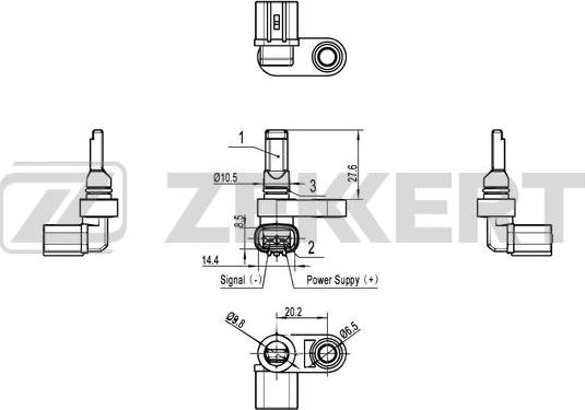 Zekkert SE-6111 - Датчик ABS, частота вращения колеса autosila-amz.com