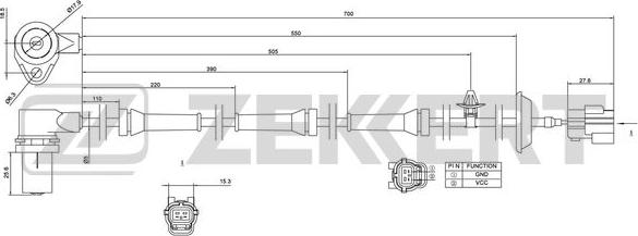 Zekkert SE-6117 - Датчик ABS, частота вращения колеса autosila-amz.com