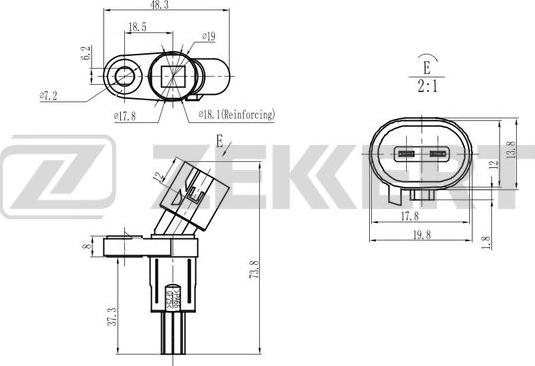 Zekkert SE-6180 - Датчик ABS, частота вращения колеса autosila-amz.com