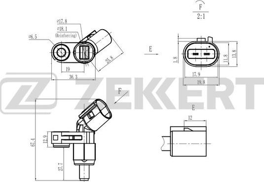 Zekkert SE-6181 - Датчик ABS, частота вращения колеса autosila-amz.com