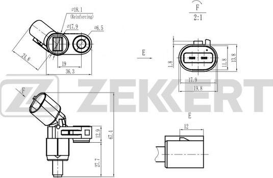 Zekkert SE-6182 - Датчик ABS, частота вращения колеса autosila-amz.com