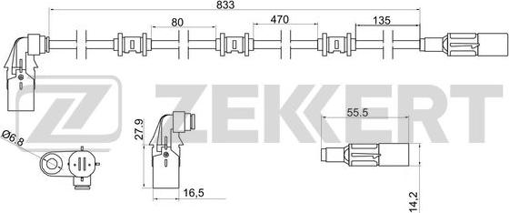 Zekkert SE-6133 - Датчик ABS, частота вращения колеса autosila-amz.com