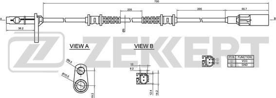 Zekkert SE-6132 - Датчик ABS, частота вращения колеса autosila-amz.com