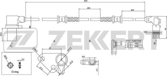 Zekkert SE-6137 - Датчик ABS, частота вращения колеса autosila-amz.com