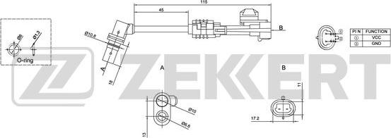 Zekkert SE-6124 - Датчик ABS, частота вращения колеса autosila-amz.com