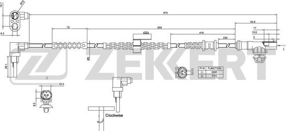 Zekkert SE-6123 - Датчик ABS, частота вращения колеса autosila-amz.com