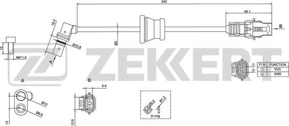 Zekkert SE-6122 - Датчик ABS, частота вращения колеса autosila-amz.com