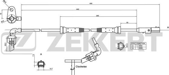 Zekkert SE-6174 - Датчик ABS, частота вращения колеса autosila-amz.com