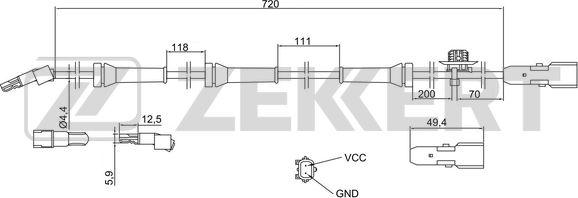 Zekkert SE-6171 - Датчик ABS, частота вращения колеса autosila-amz.com
