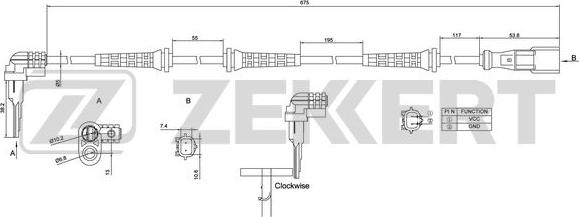 Zekkert SE-6172 - Датчик ABS, частота вращения колеса autosila-amz.com