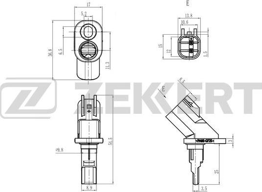 Zekkert SE-6234 - Датчик ABS, частота вращения колеса autosila-amz.com