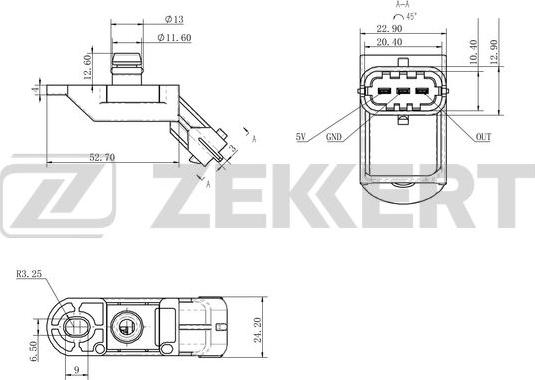 Zekkert SE-1054 - Датчик, давление во впускной трубе autosila-amz.com