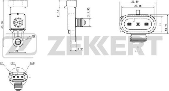 Zekkert SE-1058 - Датчик, давление во впускной трубе autosila-amz.com