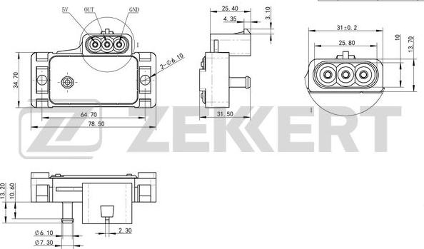 Zekkert SE-1052 - Датчик, давление во впускной трубе autosila-amz.com