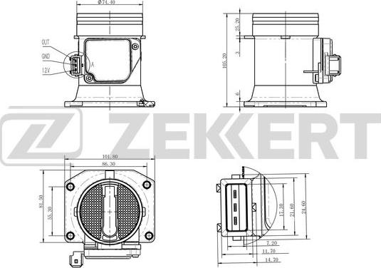 Zekkert SE-1015 - Датчик массового расхода воздуха Audi A3 96- A4 96- A6 II 97- Skoda Octavia ( autosila-amz.com