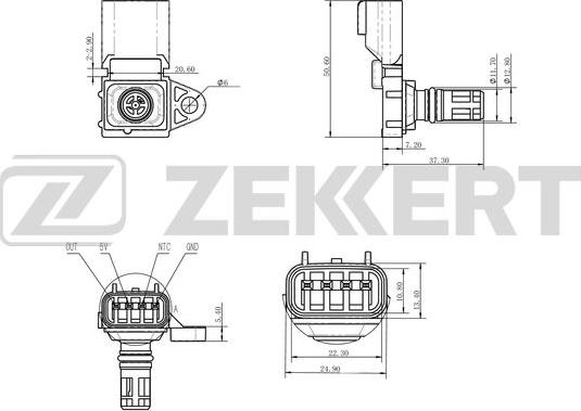 Zekkert SE-1036 - Датчик, давление во впускной трубе autosila-amz.com