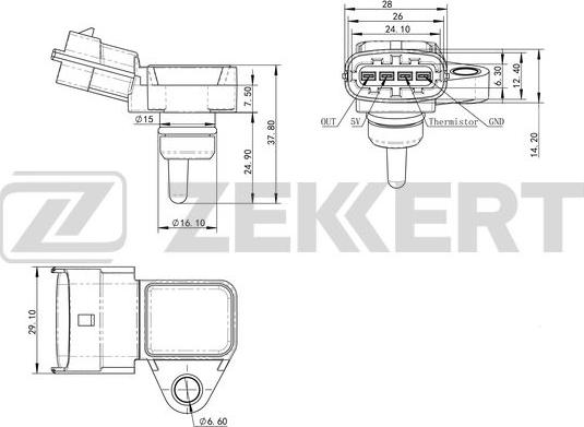 Zekkert SE-1031 - Датчик, давление во впускной трубе autosila-amz.com
