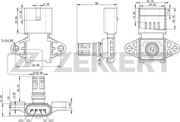 Zekkert SE-1038 - Датчик, давление во впускной трубе autosila-amz.com