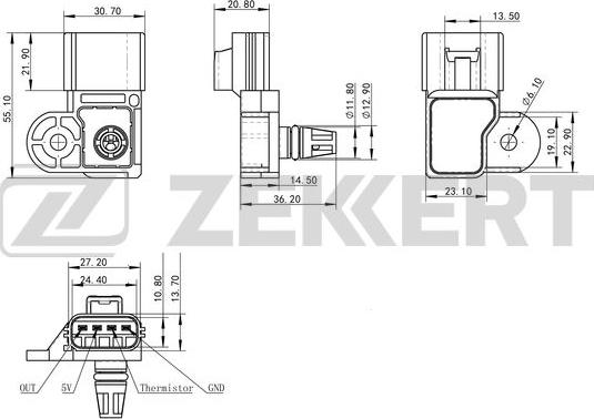 Zekkert SE-1032 - Датчик, давление во впускной трубе autosila-amz.com