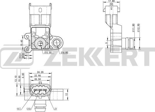Zekkert SE-1037 - Датчик, давление во впускной трубе autosila-amz.com