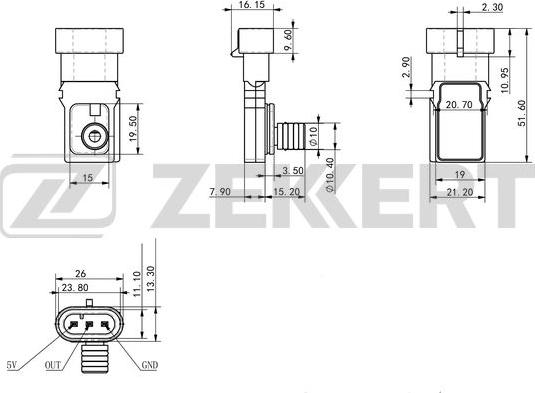 Zekkert SE-1026 - Датчик, давление во впускной трубе autosila-amz.com