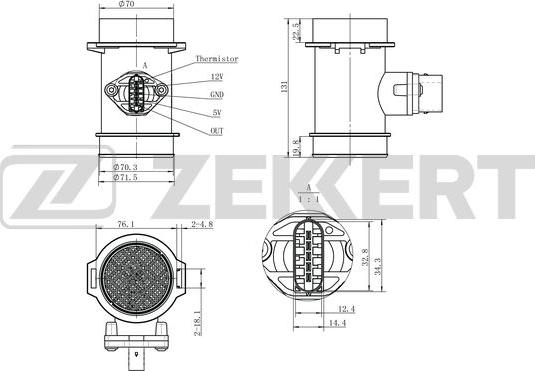 Zekkert SE-1101 - Автозапчасть/Датчик массового расхода воздуха BMW 5 (E39) 98- X5 (E53) 01- 3 (E46 E90-93) 00- MB E-C autosila-amz.com