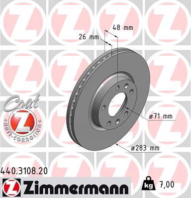 Zimmermann 440.3108.20 - Тормозной диск autosila-amz.com