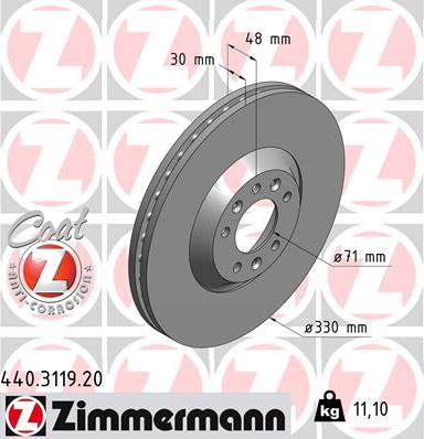 Zimmermann 440.3119.20 - Тормозной диск autosila-amz.com