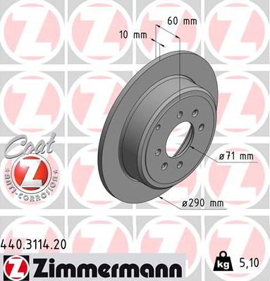 Zimmermann 440.3114.20 - Тормозной диск autosila-amz.com