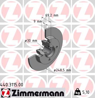 Zimmermann 440.3115.00 - Тормозной диск autosila-amz.com