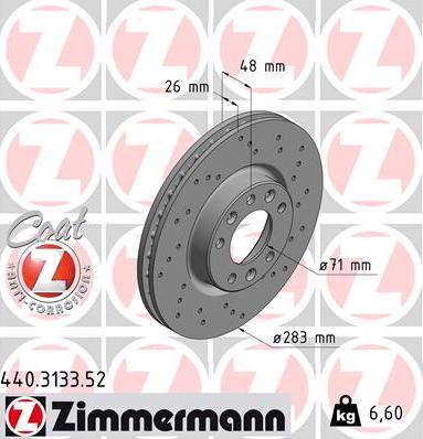 Zimmermann 440.3133.52 - Тормозной диск autosila-amz.com