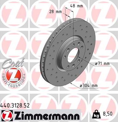 Zimmermann 440.3128.52 - Диск тормозной Sport Z (заказывать 2шт./цена за 1шт.) autosila-amz.com