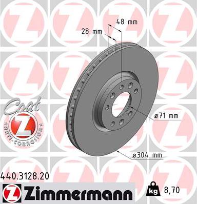 Zimmermann 440.3128.20 - Тормозной диск autosila-amz.com