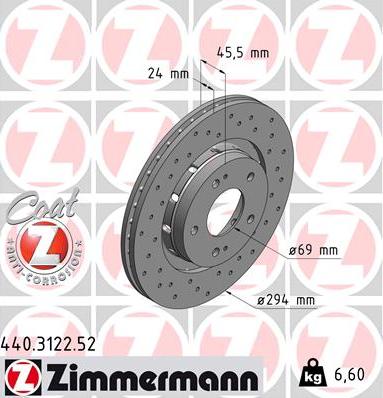 Zimmermann 440.3122.52 - Тормозной диск autosila-amz.com