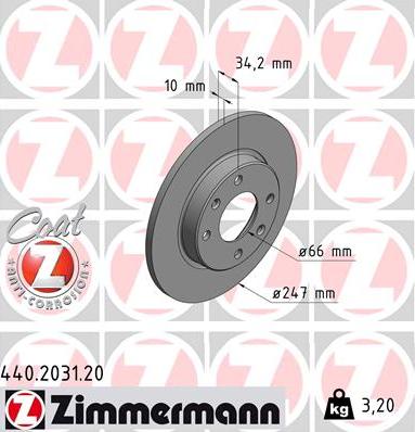 Zimmermann 440.2031.20 - Тормозной диск autosila-amz.com