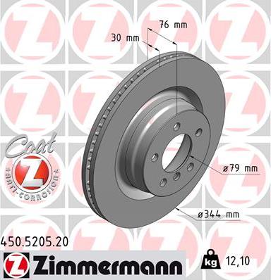 Zimmermann 450.5205.20 - Тормозной диск autosila-amz.com
