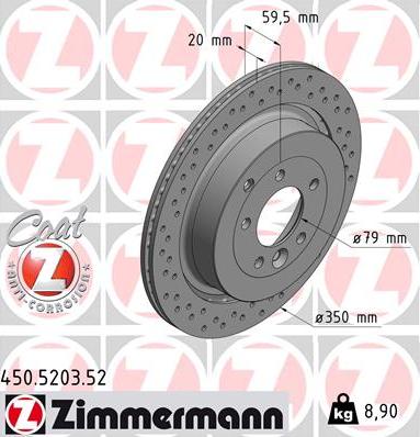 Zimmermann 450.5203.52 - Тормозной диск autosila-amz.com